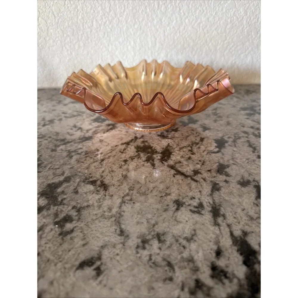 Vintage Marigold Carnival Glass Bowl, 8.5 inch's